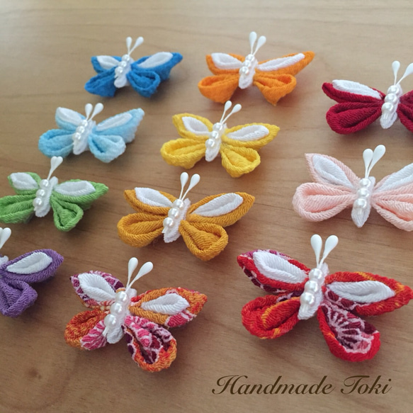 つまみ細工 蝶 和髪飾り☆ヘアクリップ ヘアクリップ・バナナクリップ