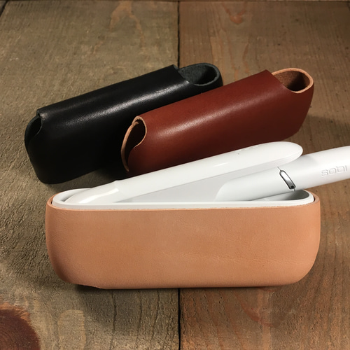 手縫い IQOS3 IQOS3 DUOケース 本革 ブラック×ナチュラル
