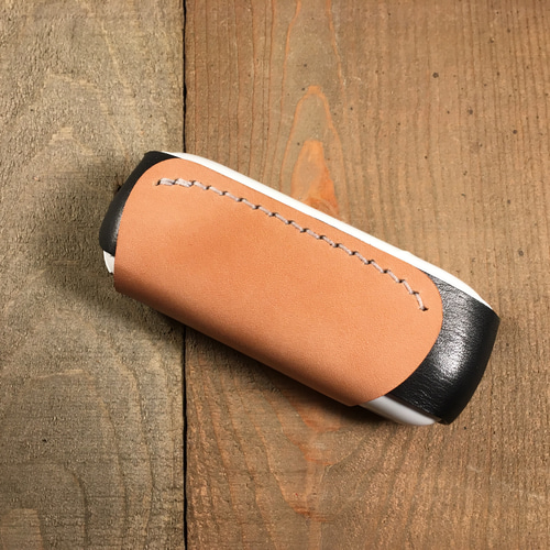 手縫い IQOS3 IQOS3 DUOケース 本革 ブラック×ナチュラル