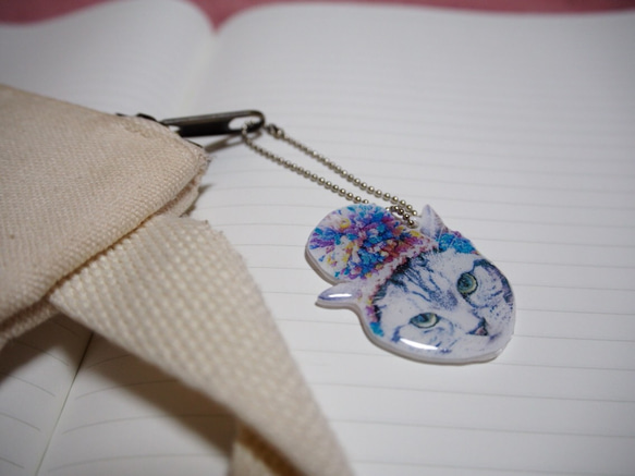 カヤページです。レジン ペンダント キーホルダー 猫 カヤ様お取り置きです。No．120 猫 本型 レジン キーホルダー