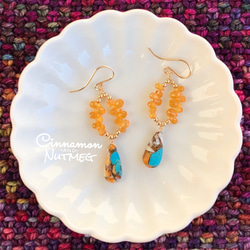 wa】ボルダーオパールとブラックスピネルのピアス ピアス（スタッド