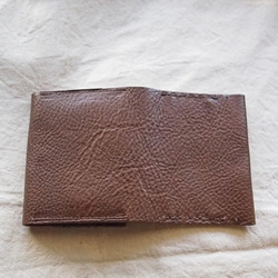 パッチワーク　色んなレザーを使用した　二つ折りの小さな革のお財布　（ブラウン） 5枚目の画像