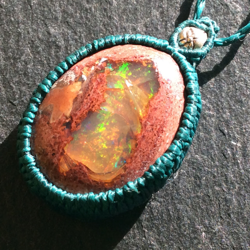 天然石 マクラメ ペンダント カンテラオパール PN111 ネックレス