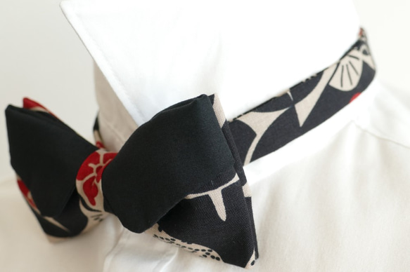 日式（深黑色x紅色）領結領結 第5張的照片