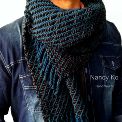 Nancy Ko手工梭織~男士厚織圍巾,艦長-A306 第1張的照片