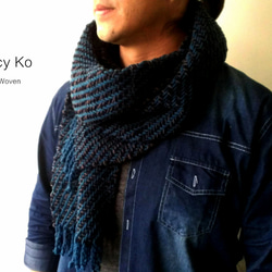 Nancy Ko手工梭織~男士厚織圍巾,艦長-A306 第2張的照片
