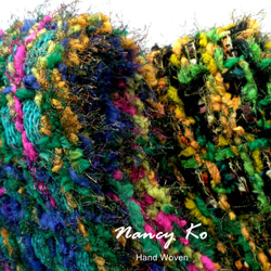 ナンシーコ〜手織りのスカーフ織り格子シリーズ - シークレットガーデン、（毛羽タッチ）-A290 4枚目の画像