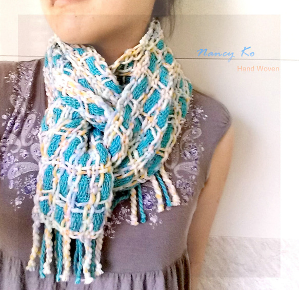 ナンシーコ〜手織りのスカーフ織り格子シリーズ--A294 2枚目の画像