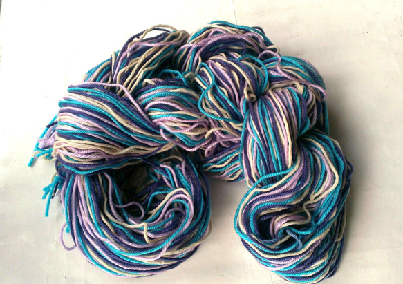 Nancy Ko手工梭織~雙層厚織藍紫色系格紋羊毛圍巾-A268 第2張的照片