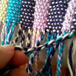 Nancy Ko手工梭織~雙層厚織藍紫色系格紋羊毛圍巾-A268 第6張的照片