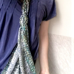 Nancy Ko手工梭織~長寬版寶石光紗巾,冰川山林-A286 第2張的照片