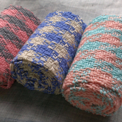 Nancy Ko手工梭織~粉紅銀灰色,千鳥紋窄版圍巾-A236 第4張的照片