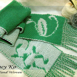 Nancy Ko手工梭織~葉綠素雙層織圍巾-A121-超優惠特價品 第3張的照片