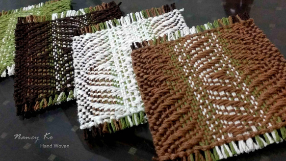 ナンシー・コ〜の手織り木綿織りコースターグループ-B001 2枚目の画像