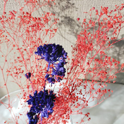 スワッグ ﾐﾆ 花束 『  かすみ草 アキレア 　ー2Wey Styleー』 紅色 赤 ネオン ブルー 青 2枚目の画像