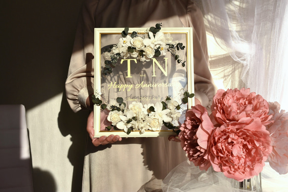金文字 オーダーメイド 「 Natural 」 お花 ウェルカムボード 記念日 プレゼント 背景透明 カリグラフィー 2枚目の画像