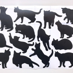 厚みのある ねこ シルエット ウォールステッカー A4シートに