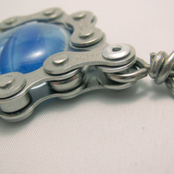 Bicycle Chain Key chain with Flat Grass Marble blue 第5張的照片