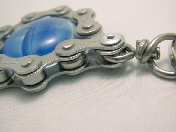 Bicycle Chain Key chain with Flat Grass Marble blue 第5張的照片