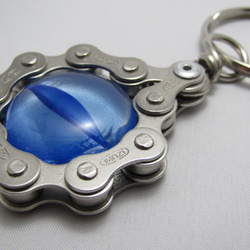 Bicycle Chain Key chain with Flat Grass Marble blue 第6張的照片
