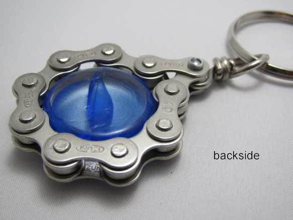 Bicycle Chain Key chain with Flat Grass Marble blue 第7張的照片
