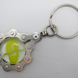Bicycle Chain Key chain with Flat Grass Marble yellow 第1張的照片