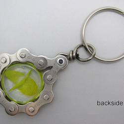 Bicycle Chain Key chain with Flat Grass Marble yellow 第3張的照片