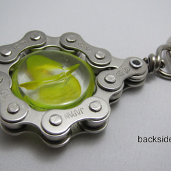 Bicycle Chain Key chain with Flat Grass Marble yellow 第5張的照片