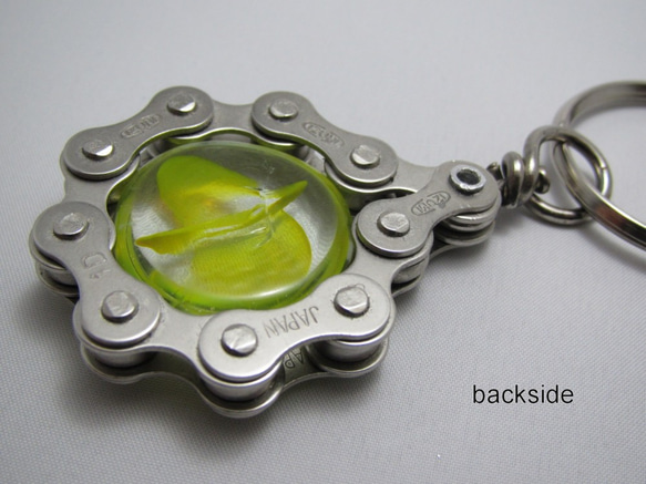 Bicycle Chain Key chain with Flat Grass Marble yellow 第5張的照片