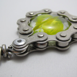 Bicycle Chain Key chain with Flat Grass Marble yellow 第6張的照片