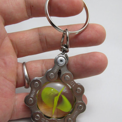 Bicycle Chain Key chain with Flat Grass Marble yellow 第8張的照片