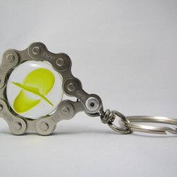 Bicycle Chain Key chain with Flat Grass Marble yellow 第9張的照片