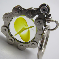 Bicycle Chain Key chain with Flat Grass Marble yellow 第10張的照片