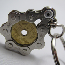 Bicycle Chain Key chain with Japanese Coin 5 yen 第10張的照片