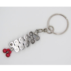 Bike Chain Keychain with calabash brake wire end-cap red 第1張的照片