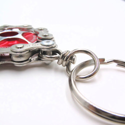 Bike Chain Key Chain with Colored Top Cap red 第5張的照片