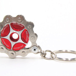 Bike Chain Key Chain with Colored Top Cap red 第7張的照片