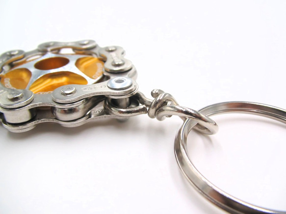 Bike Chain Key Chain with Colored Top Cap yellow 第5張的照片