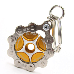 Bike Chain Key Chain with Colored Top Cap yellow 第8張的照片