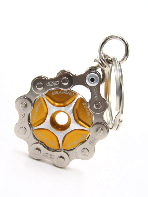 Bike Chain Key Chain with Colored Top Cap yellow 第8張的照片