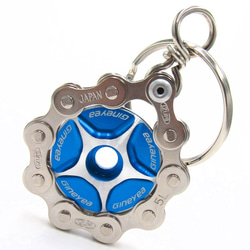 Bike Chain Key Chain with Colored Top Cap blue 第8張的照片