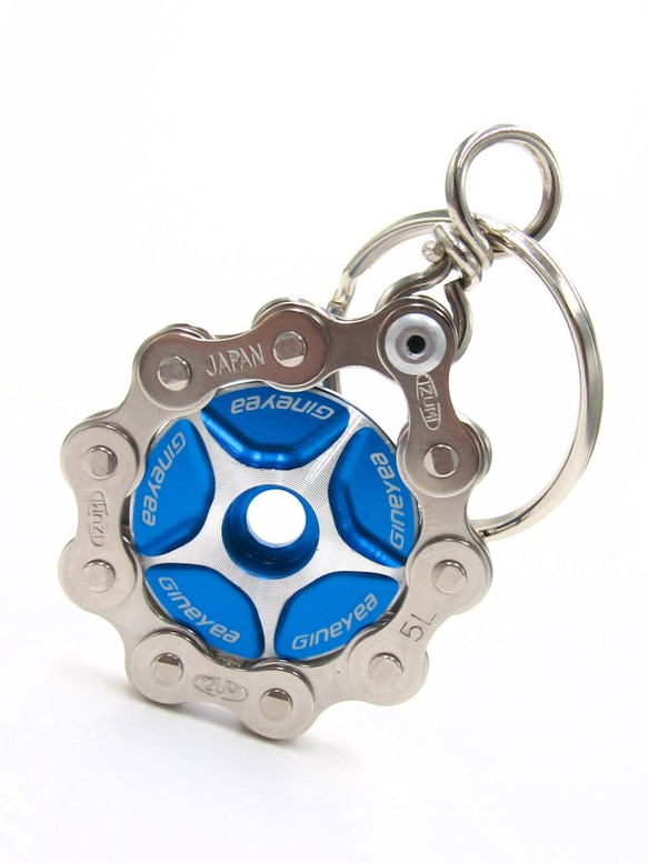 Bike Chain Key Chain with Colored Top Cap blue 第8張的照片