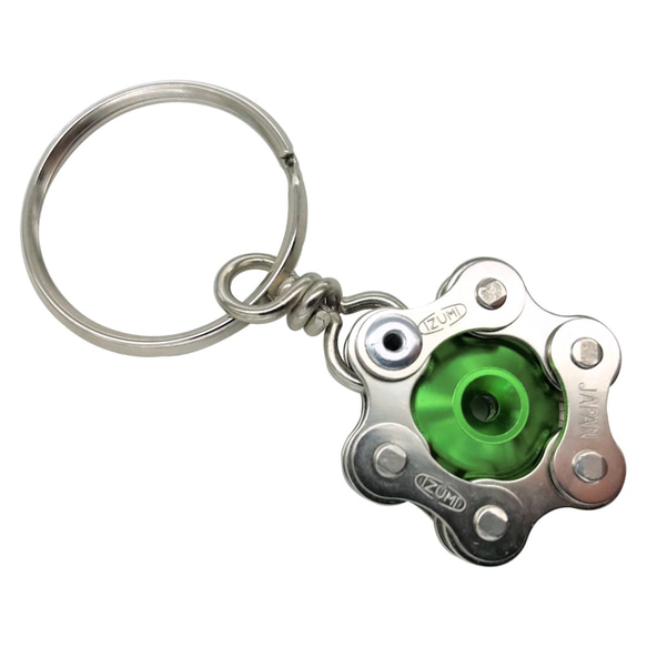 Green Bike Bicycle Chain Hexagon-Shape Keychain 第1張的照片