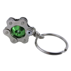 Green Bike Bicycle Chain Hexagon-Shape Keychain 第6張的照片