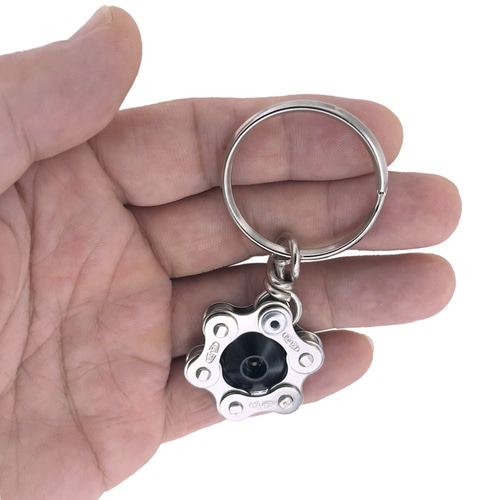 自転車好きの方へ！ 六角形チェーンキーホルダー ブラック