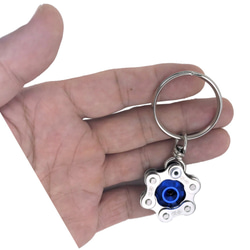 Blue Bike Bicycle Chain Hexagon-Shape Keychain 第3張的照片