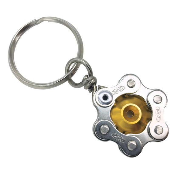 Gold Bike Bicycle Chain Hexagon-Shape Keychain 第1張的照片