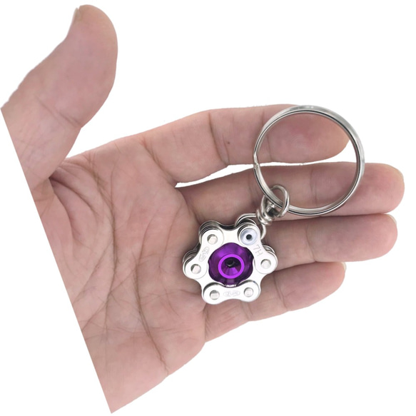 Purple Bike Bicycle Chain Hexagon-Shape Keychain 第3張的照片