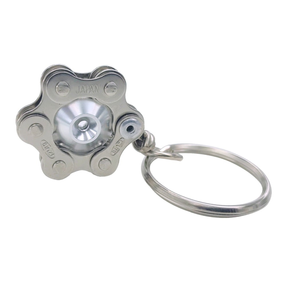 Silver Bike Bicycle Chain Hexagon-Shape Keychain 第6張的照片