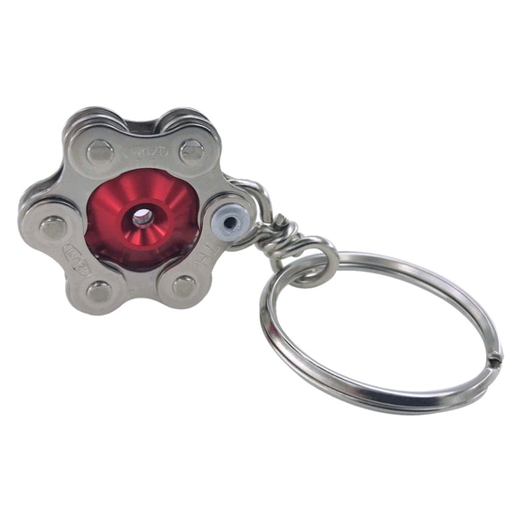 Red Bike Bicycle Chain Hexagon-Shape Keychain 第6張的照片